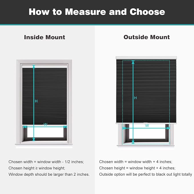 Changshade Cordless Cellular Shades, Blackout Honeycomb Shades for Windows, Pull Down Pleated Blinds, Easy to Install for Indoor Windows and French Doors,55" W x 72" H, Black
