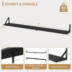 Heimlove 48 Inch Large Wall Bookshelves Set of 3, Wall Mounted Bookshelves,Heavy Duty Wooden Shelves for Living Room,Bedroom,Kitchen,Laundry Room Storage & Decor