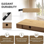 Floating Shelves for Wall, 72"W x 9.3"D x 1.5"H, Long Wooden Wall Mounted Display Shelves with Invisible Brackets for Living Room, Bedroom, Bathroom, Kitchen Decor and Storage, Set of 1, Oak