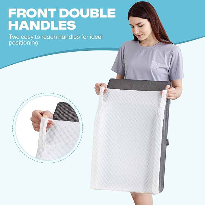 GOHOME Double Leg Support Elevation Pillow with Dual Handles, Support Orthopedic Leg Pillow with Memory Foam, Bed Wedge Pillows for After Surgery, Ankle, Knee Injury, Foot Rest, Swelling