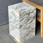 Luxury Marble Side Table,Square End Table for Modern Sofa and Bed, Living Room, Sofa, Bedroom（Arabescato）