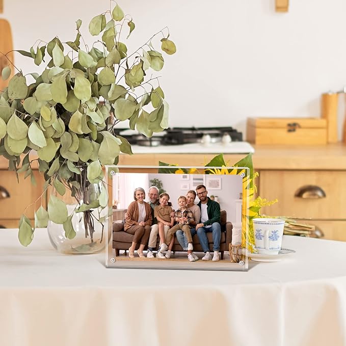 Syntrific 5x7 Acrylic Photo Frame 5Pack Premium Acrylic Photo Frame Magnetic Picture Frames Clear