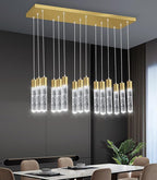 15-Lights Modern LED Pendant Lighting Fixture for Kitchen Island Crystal Chandelier Light Fixtures for Dining Room Living Room Gold