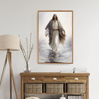 Fantasy Artists Framed Jesus Christ Wall Art Jesus Walking On Water Canvas Wall Decor Christian Painting Prints Biblical Religious Room Decor for Church Prayer Room Christian School Hospital 16" x 24"