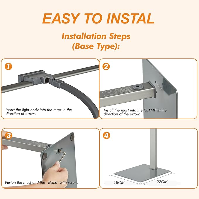G Keni 3400LM Ultra Bright LED Desk Lamp with Clock for Home Office, 31.5″W x 27″H, 25W Auto-Fill Brightness Desk Light with Timer, Touch Gooseneck Architect Lights for Work Study Read (Base)