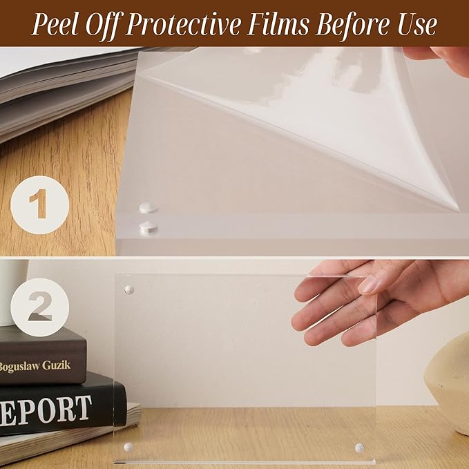 CATIFLIN 4x6 Magnetic Acrylic Frames 2 Pack, Double Sided Clear Frameless Picture Frame Blocks, 20mm Thick Photo Frames Free Standing Display for Family Photos, Certificates, Office, Artwork