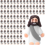 Bememo 100 Pcs Jesus Toys Original Design Mini Rubber Little Jesus Figurine to Hide and Seek Religious Party Favors Sunday School Craft Baptism Gifts for Easter Egg Stuffers (Gray)