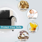 Flamingo P 100% Waterproof Couch Covers for 3 Cushion Couch Sofa Slipcover Furniture Covers for Living Room Furniture Protector with Back Nonslip Paws Machine Washable (Seat Width Up to 68") Black