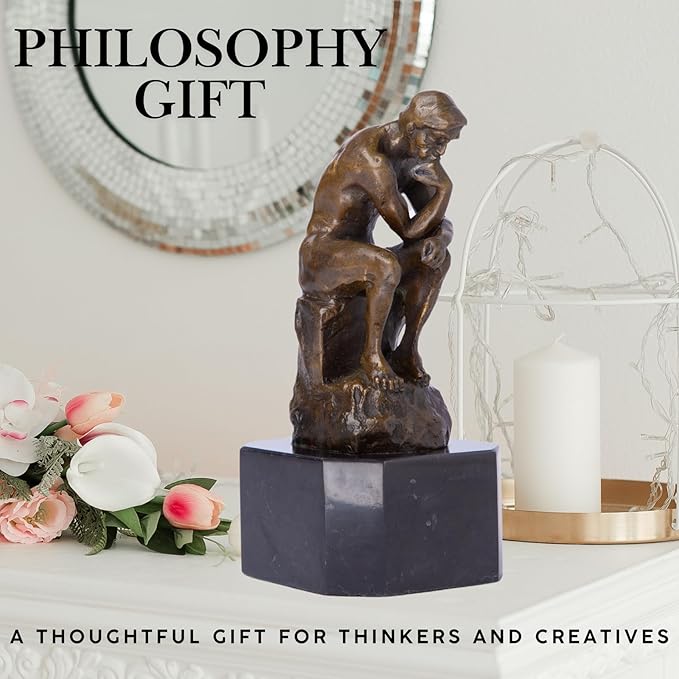 6.9 in-Rodin’s The Thinker Bronze Sculpture – Premium Collectible Figurine & Decorative Statue for Home, Office & Gallery Décor – Philosophy Gift for Art Lovers