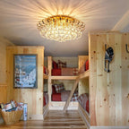 CVKASH 4-Lights Crystal Chandelier Modern Semi Flush Mount Ceiling Light Fixture Ceiling Lighting for Living Room Hallway Dining Room Kitchen Bedroom (Gold)