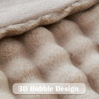 NEWCOSPLAY Faux Fur Queen Blanket Linen Bubble Blanket Thick Warm Soft for Couch Sofa Bed 550GSM (Linen, Queen(90"x90"))