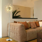 Airposta Crystal Floor Lamp - Elegant Standing Lamp, 69" Tall, Modern Design, 32 Firework Crystal Harnesses, Chrome Finish