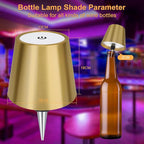 DUSKTEC Wireless Wine Bottle Lampshade, 8 RGB Modes, Light Temperature 3000-6500K, Rechargeable Touch Wine Bottle Lamp, Portable Wireless Lamp, Bar Lights, Party, Gift (Gold)
