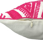 Alysheer Embroidered Decorative Throw Pillow Covers 18x18 inches Set of 2 Pieces, Boho Geometric Modern Chic Classic Pattern Cotton Cushion Cases for Sofa Couch Bed Living Room(Bright Hot Pink)