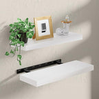 Heimlove White Floating Shelves for Wall,2 Packs 16 inches Natural Pine Solid Wood Bathroom Shelf Over Toilet Decor and Storage 8 inches Deep for Kitchen Bedroom Office & Living Room Wall Decor