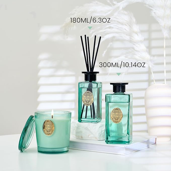 M&SENSE 6.3 oz Large Reed Diffuser Set | Linen Breeze Scent Oil Diffuser with Sticks | Hotel Collection Non-Toxic Essential Oil |for Bedroom Bathroom Living Room