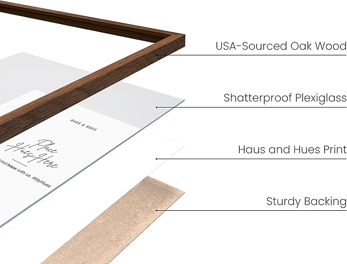 Haus and Hues Photo Frame Set - Set of 6 Picture Frame Set, Bulk Picture Frames, Frame Collage for Wall, Gallery Wall Collage Picture Frames for Wall Picture Frame Pack (Three 8x10, Three 11x14 Walnut)