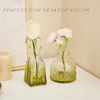 Glass Bud Vase Set of 20, Small Flower Vases, Glass Vases for Centerpieces, Vintage Home Table Decorations Bud Vases (20 Pcs, Green)