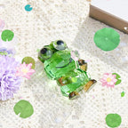 Crystal Frog Figurine - Glass Animals Desk Decor & Home Office Ornament, Collectible Art Gifts for Frog Lovers