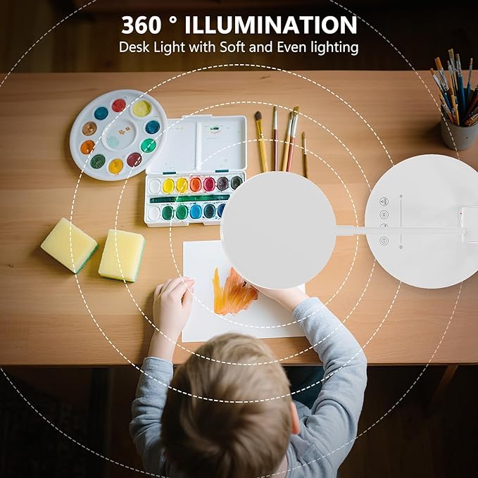 Desk Lamp for Home Office, Eyecare LED Desk Light with RGB Night Light, Dimmable Table Lamp with 5 Color Modes, 180° Foldable Touch Control Reading Light for Home, Study Room, Bedroom