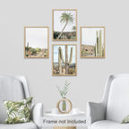 SIGNWIN Adhesive Canvas Poster Desert Landscape Tropical Palm Tree Saguaro Cactus Nature Wilderness Photography Modern Art Decorative Zen Relax/Calm Multicolor Scenic for Bedroom - 12"x16"x4