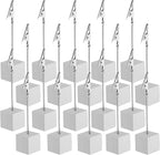 PATIKIL Place Card Holder, 20Pcs Memo Clip Holder Stand with Alligator Clasp Table Number Holders Wooden Base for Pictures Note Card Paper, White