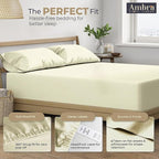 Tencel Sheets 4 Piece Cal King - 100% Eucalyptus Lyocell California King Sheet Sets - Soft, Cooling & Breathable for Hot Sleepers - 16” Deep Pockets Hotel Quality Bedding Set - Ivory