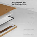 White Bathroom Mirror 36x36 Inch, White Metal Framed Bathroom Mirror for Wall, Rounded Rectangle Matte Bathroom Vanity Mirror, Tempered Glass, Anti-Rust, Horizontal/Vertical