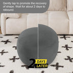 MeMoreCool Round Stuffed Pouf Ottoman Foot Rest, Floor Pouf Foot Stool with Soft Foam Chunk Filling, Small Round Ottoman Footstool Circle Footrest for Living Room, Dark Grey