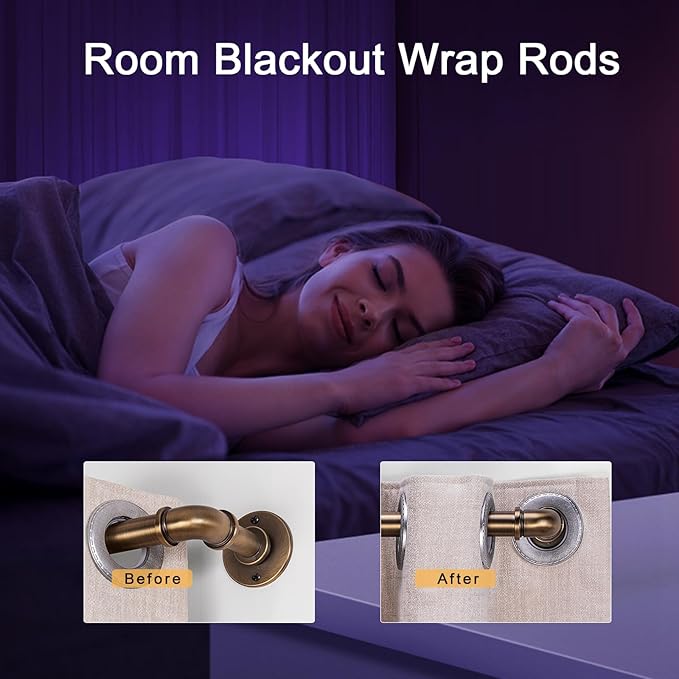 2PCS Industrial Curtain Rods 18 to 88 Inches,Adjustable Length,1 in Diameter Pipe,Wall or Ceiling Mounted,for Bedroom and Living Room(Antique Brass, 18” to 88”2PCS)