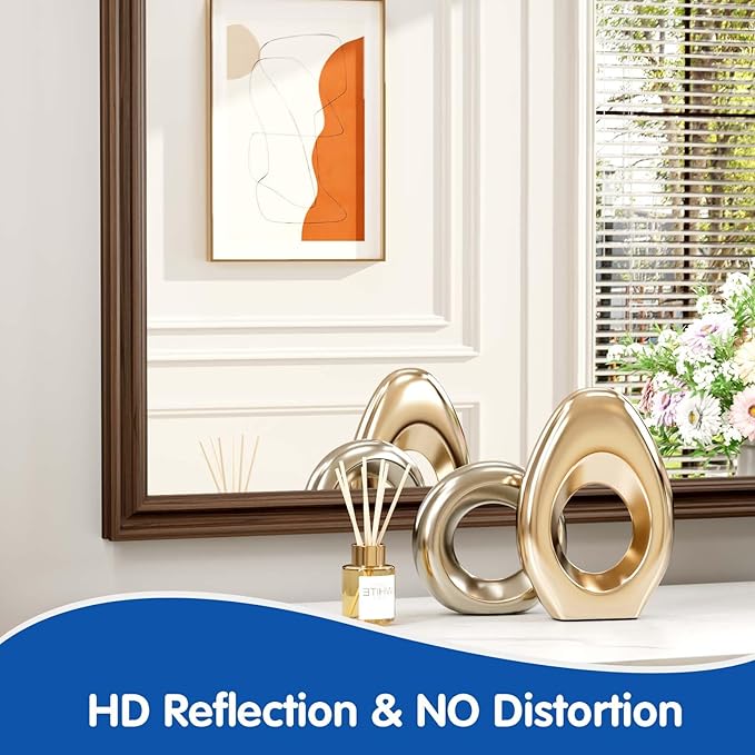 WEER Retro Copper Bathroom Mirror, 24x36 Inch Bronze Oil Rubbed Framed Mirror, Rectangle Classic Vintage Framed Wall Mirror, Farmhouse Vanity Mirror, Tempered Glass, Vertically or Horizontally