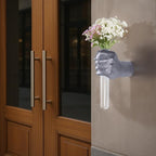 Silvery Wall Sculptures, Hand Vases Home Decor, Wall Mount Art Sculpture, Unique Wall Art Statue, Funky Flower Vase Decorations, Modern Eclectic Hanging Decor,Glass Test Tube Vase (Silvery)