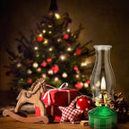 Tuanse 2 Pcs Oil Lamps for Indoor Use Vintage Hurricane Emergency Glass Oil Lamps Large Lantern Classic Decorative Oil Lamp for Home Tabletop Emergency Lighting Supplies(Green)