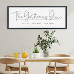 SRSZHIYUE The Gathering Place Sign Wall Decor Art 32"×12" for Large Kitchen Dining Room Wood Framed Wall Hanging (Black)
