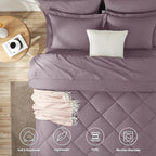 CozyLux Full Size Comforter Sets Dusty Purple - 7 Pieces Bed in a Bag Full, Soft Bed Set for All Seasons, Bedding Set with Down Alternative Comforter, Sheets, Pillowcases & Shams, Grayish Purple