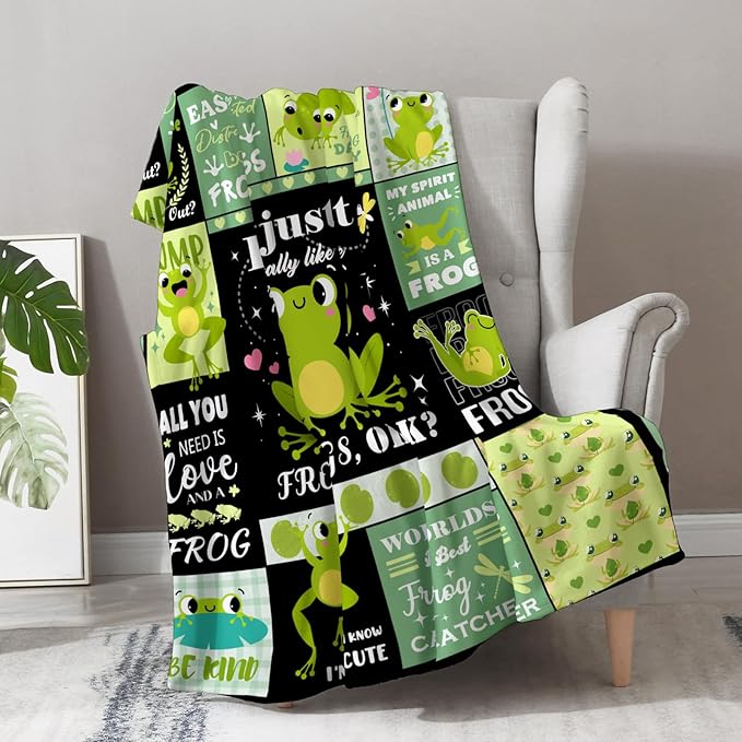 Aimego Frog Blanket Gifts for Women Kids - Cute Frogs Lovers Throw Soft Lightweight Fleece Cozy Couch Bedroom Decor Birthday Gifts for Adults Teen Boys Girls 50"x60"