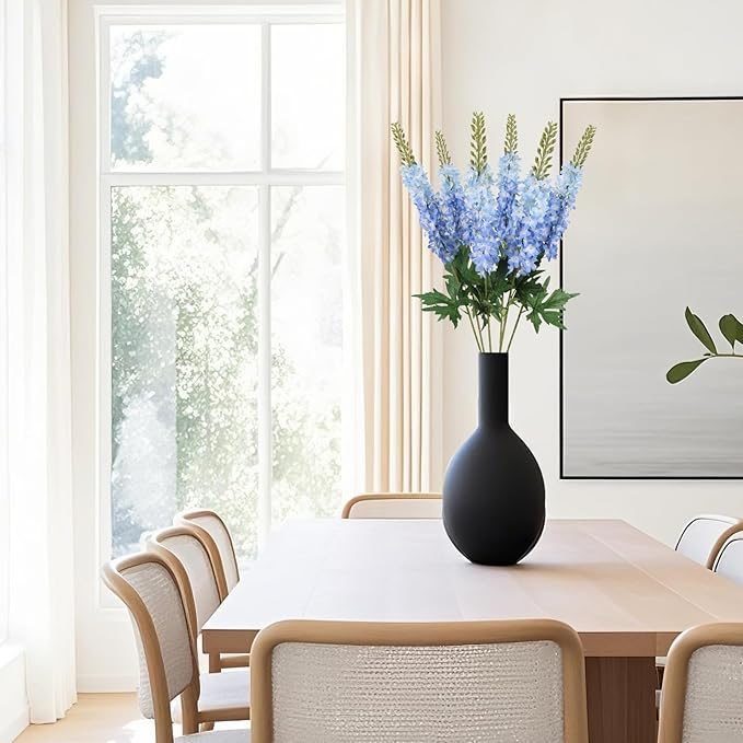 Blue Delphinium Artificial Flowers,6PCS Larkspur Silk Fake Flowers 29.5" Long Stem Faux Hyacinth Flowers for Tall Vase Wedding Home Garden Decor (Blue)
