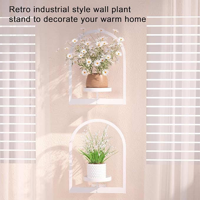 Wall Plant Holder, Wall Planter for Indoor Plants, Window Plant shelves for Multiple Plants Indoor Outdoor, Framed Plant Holder for Home Decor (3 Pack)