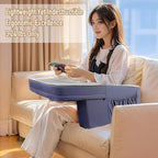 Reading Pillow for Gaming,Arm Rest Pillow for Adult, Memory Foam Gaming Pillow for Reading/Working/Game, Lap Desk Pillow Sitting in Floor Sofa/Bed(Grey and Dark Blue)