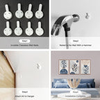 KAIRNE Boho Plant Wall Art Set of 3,Blue Bohemain Framed Canvas,Abstract Geometric Line Wall Painting,Modern Nature Prints,Botanical and Moon Wall Art for Living Room Bedroom Office - 3Pieces,16”X24”