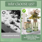 Green Glass Flower Vases for Centerpieces Set of 12, Mason Jars Boho Cylinder Bud Vases in Bulk, for Weddings Parties Vintage Home Decor