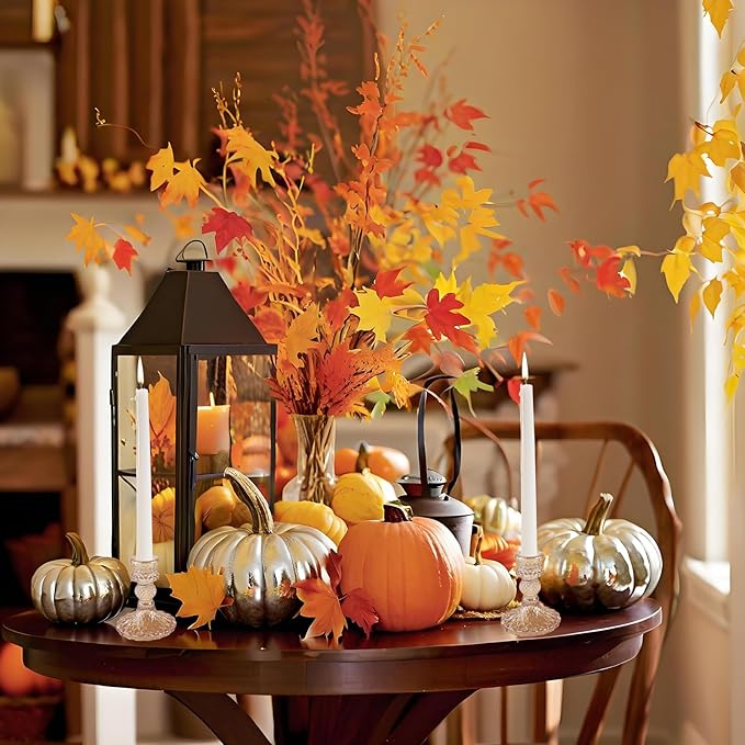 Glass Candlestick Holder,Striped Taper Candle Holders,Set of 6 Candle Stand for Table Centerpieces, Home Decor,Weddings,Festival and Parties (Amber Dimond Pattern)