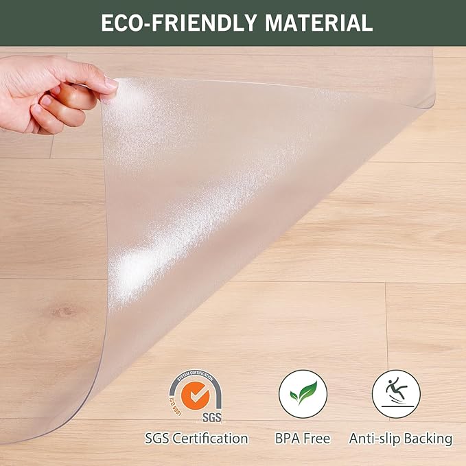 Plastic Floor Mat for Home, 6' x 9' Waterproof Area Rug for Living Room, Non-Slip Area Rug for Dining Room, Office Laundry, Non-Slip Vinyl Floor Protector Play Mat for Kids Pet (Clear)