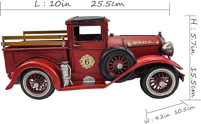 12'' Iron Classic Red Truck Pick-up Model Collectible Vehicle Decoration, Metal Christmas Decor, Unique Blend of Vintage, Rustic, Farmhouse Truck for Table Top (B)