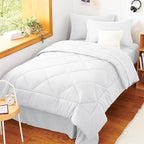 CozyLux Twin Comforter Set with Sheets White - 5 Pieces Bed in a Bag Twin, All Season Bed Set for Girls and Boys, Bedding Set with Down Alternative Comforter, Sheets, Pillowcase & Sham