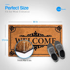 PLUS Haven Coco Coir Door Mat with Heavy Duty Backing, Natural Welcome Doormat, 17.5”x30” for Entrance, Front Porch, Easy to Clean Entry Mat, Outdoor and Indoor Uses, Home Décor