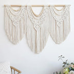 guzhiou large macrame wall hanging - Boho Tapestry Macrame Wall Decor Art- Chic Bohemian Handmade Woven Tapestry Home Decoration for Bedroom Living Room Apartment Wedding Party - 43"x32" (Wood bead)