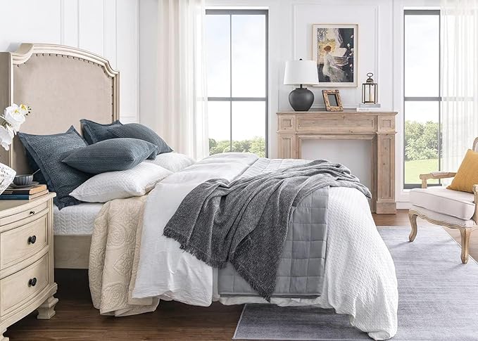 Standard Pillowcase Set of 2 20X26 Pillow Covers Cotton Bed Pillow Shams Soft Decorative Pillow Cases with Envelope Closure, Blue Grey