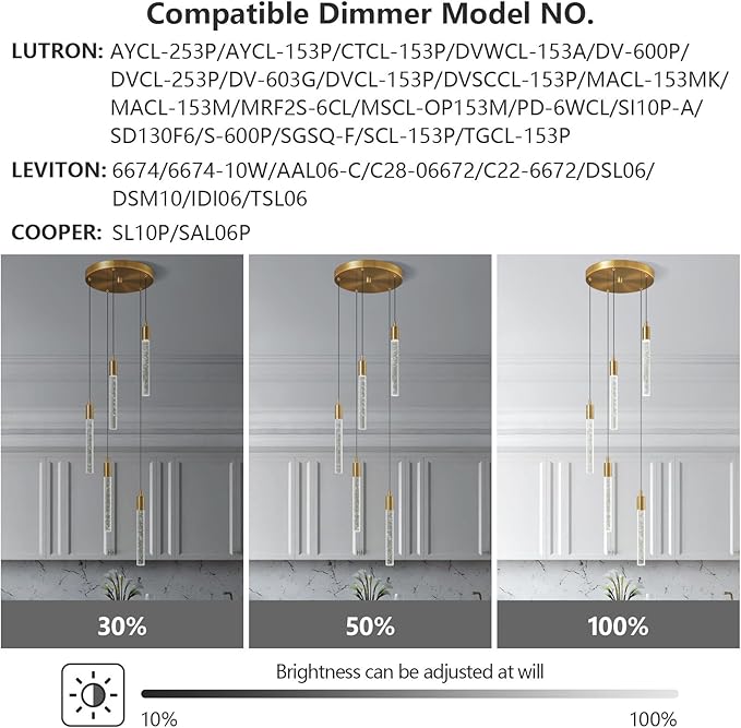 Modern Light Fixture Kitchen Island Pendant Light Dimmable LED Gold Pendant Lights Mini Crystal Pendant Lighting for Bedroom Dining Room Living Room（5-Light ）