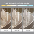 Modern Adjustable Height Pendant Light White 108W LED Pendant Lights 6 Rings Rectangular Chandelier Staircase Large Chandelier Lobby Living Room Kitchen Island Foyer High Ceiling Chandeliers